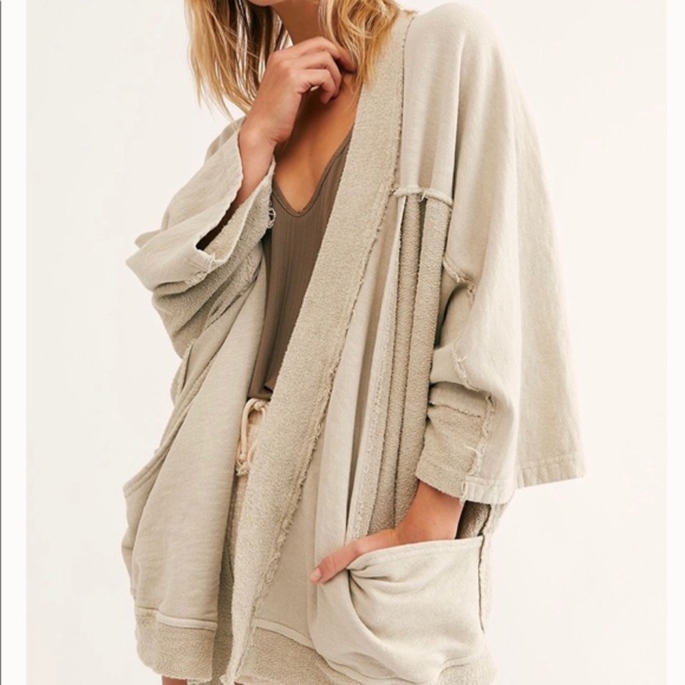 Free People We The Free Deep Pockets Cardi Kimono Sweatshirt